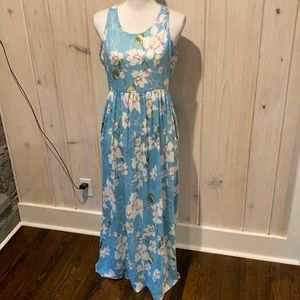 Blue floral maxi dress